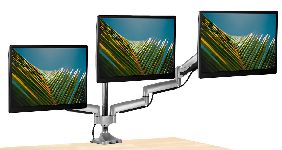 Triple Monitor Desk Mount with USB and Audio Ports L5649