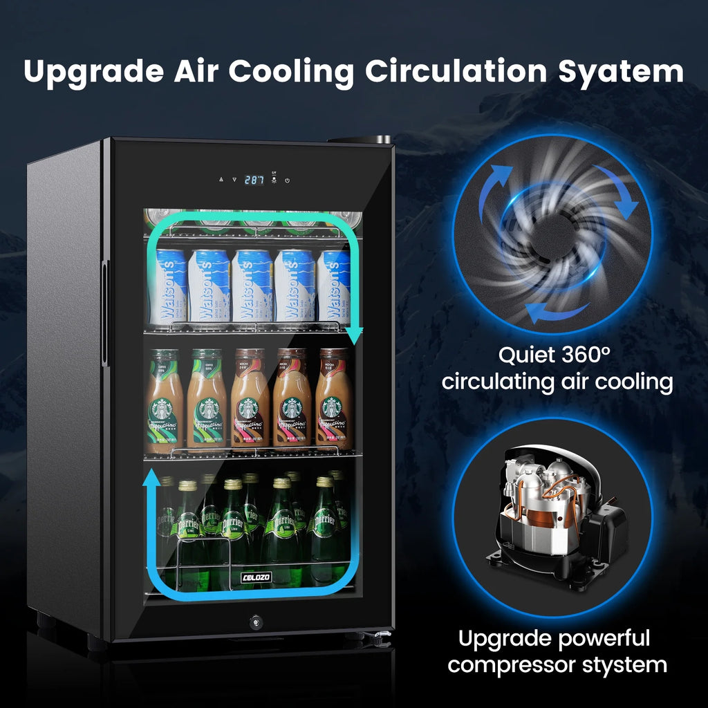 Black 96 Cans Beverage Refrigerator with Glass Door L82555