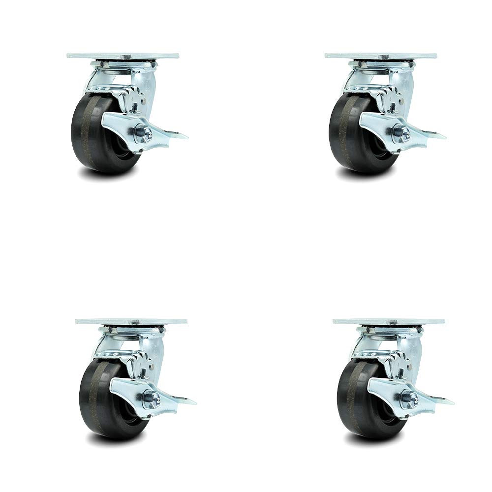 10 Inch Swivel Caster with Brake Semi-Pneumatic Wheel Pack of 2 E785955