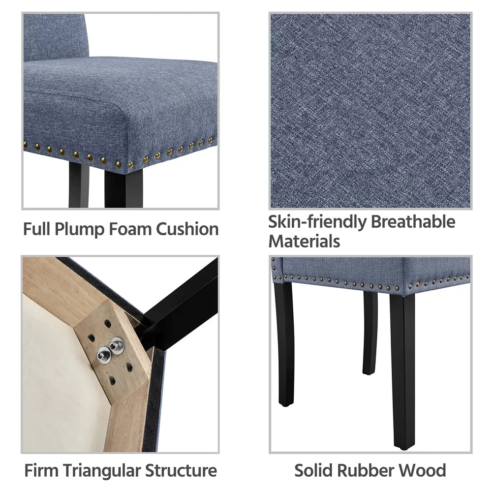 Fabric Upholstered Dining Chair Set of 2 Blue H860047