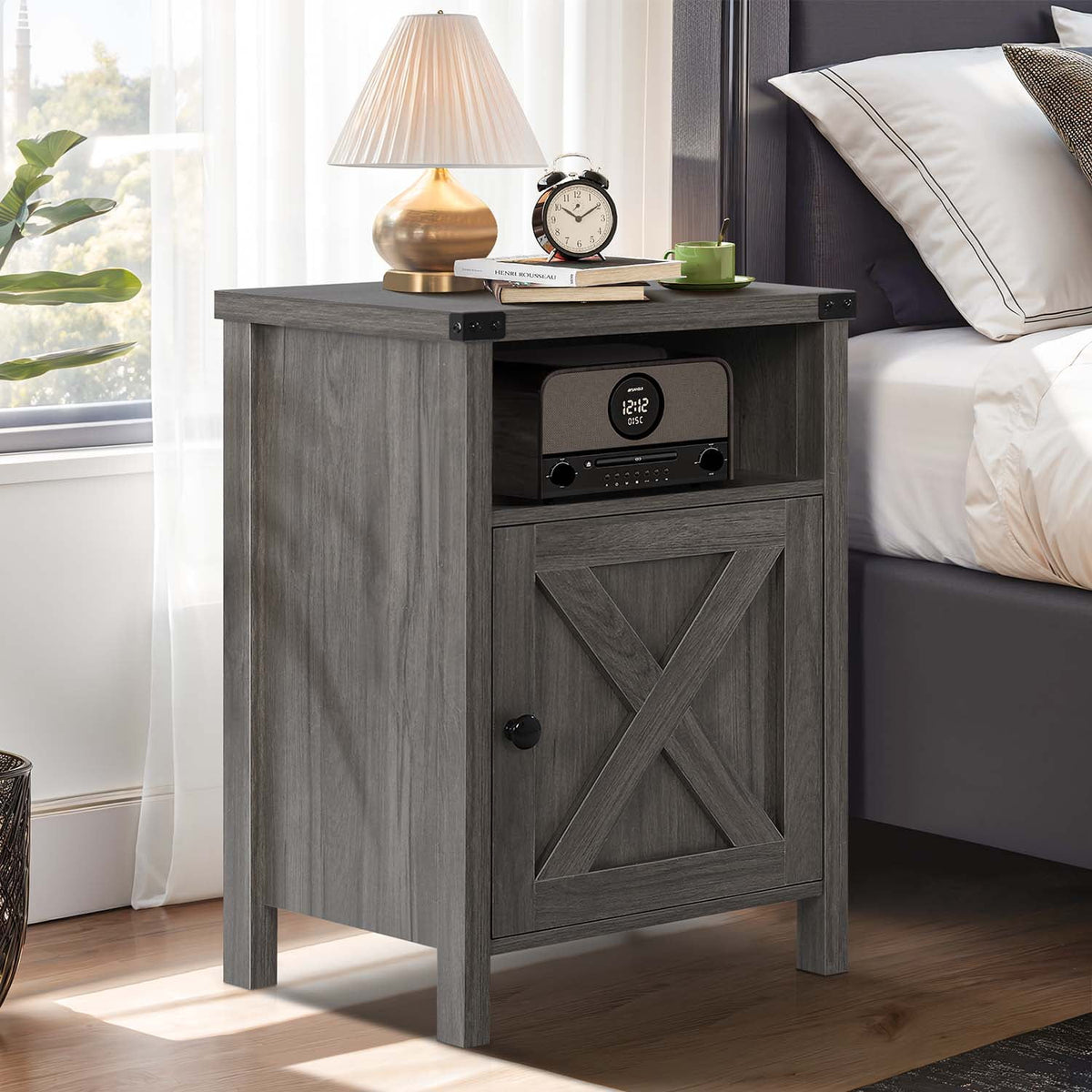 Set of 2 Grey Wash End Table F38685