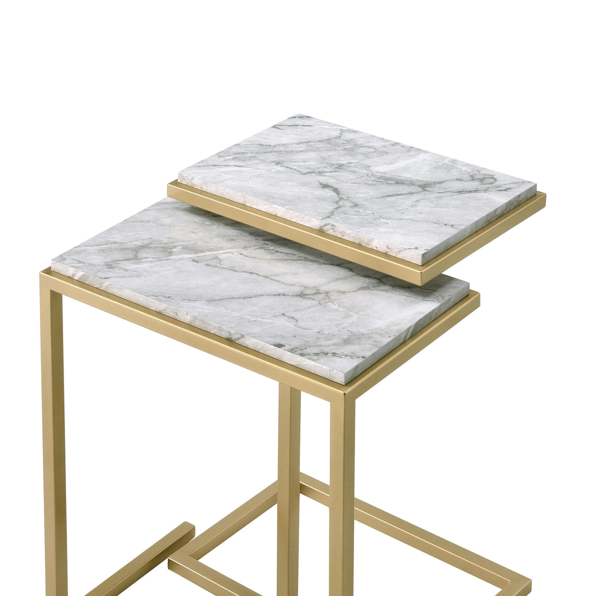 Black Faux Marble 2-Piece Nesting Tables Set G4874
