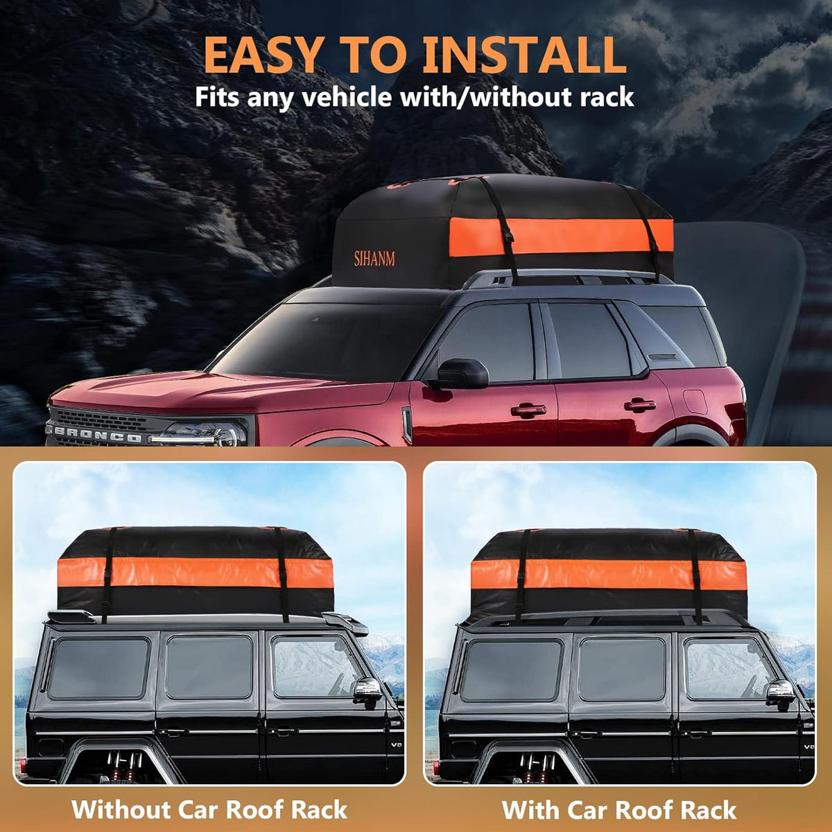 15 Cubic Feet Heavy Duty Waterproof Rooftop Cargo Carrier Y98851