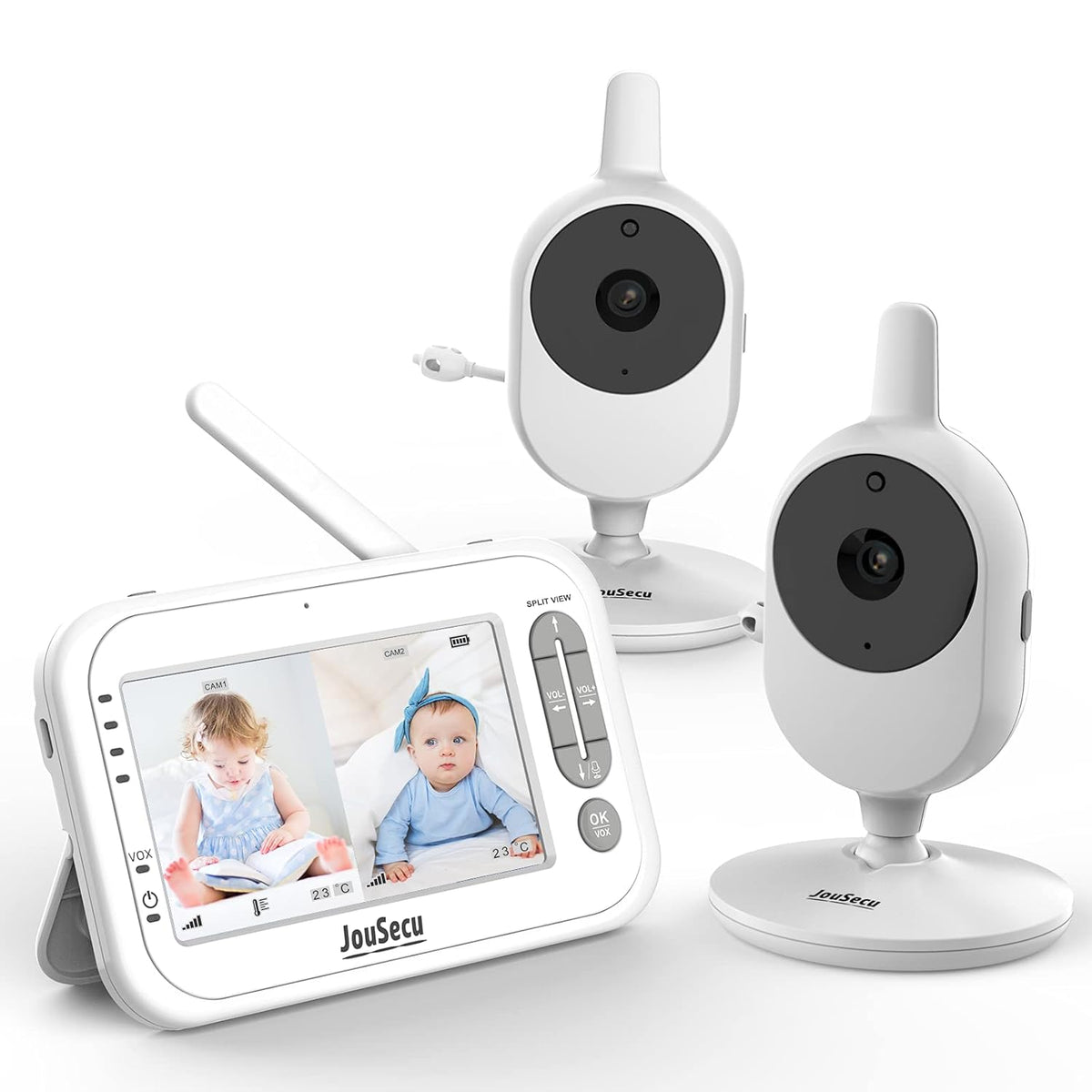 Baby Monitor with 2 Camera and Audio 4.3 Inches LCD Split Screen C2710