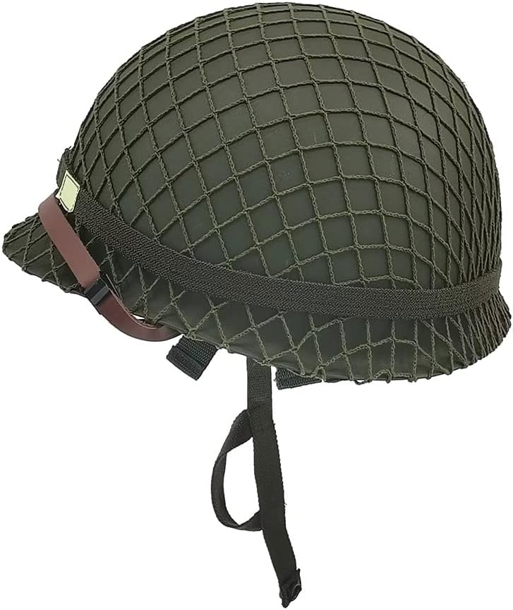 WW2 US Army M1 Helmet Steel Shell with Net Canvas Chin Strap Cat Eye Band W895048