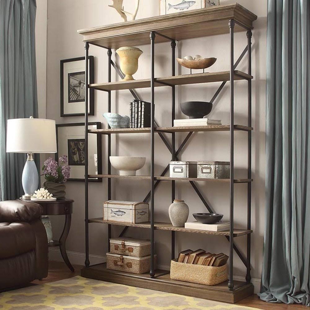 Antique White Double Shelving Bookcase F58817