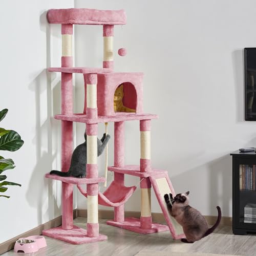 63 Inches Tall Cat Tree with Scratching Posts E510