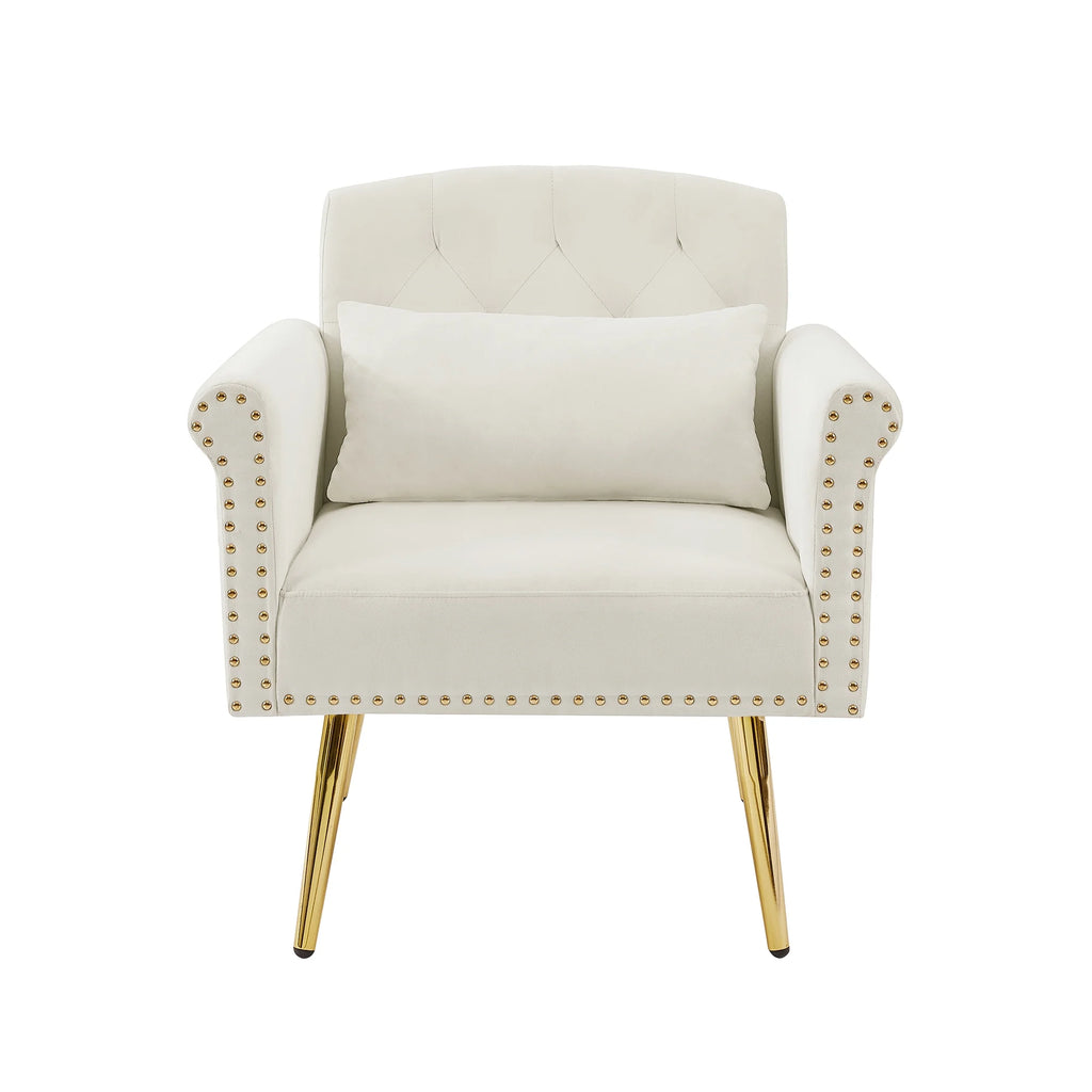 Velvet Armchair with Metal Legs D4984