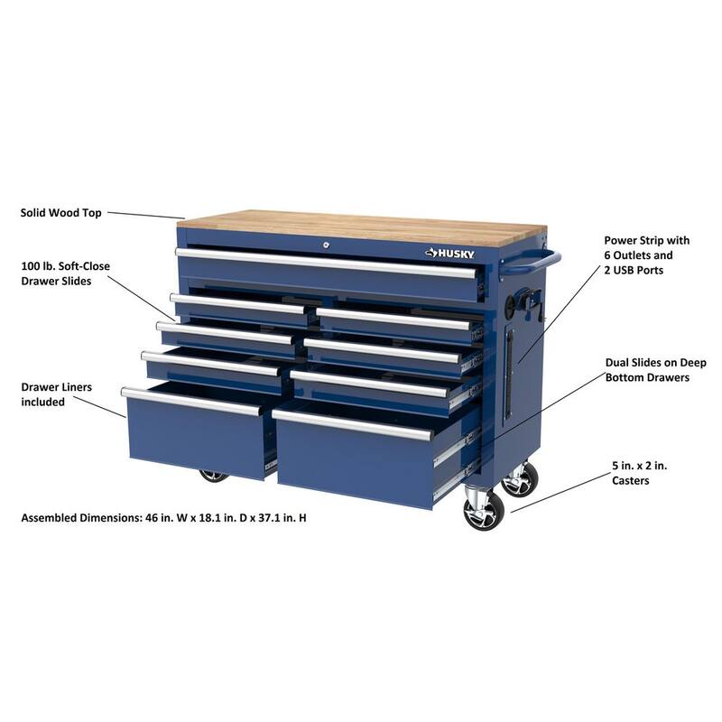 46 in. Gloss Blue Mobile Workbench Cabinet D2572