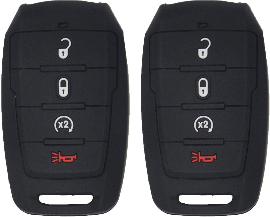 2pcs Silicone Rubber Smart Key Fob Cover Case Black+Red P2731