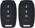 2pcs Silicone Rubber Smart Key Fob Cover Case Black+Red P2731