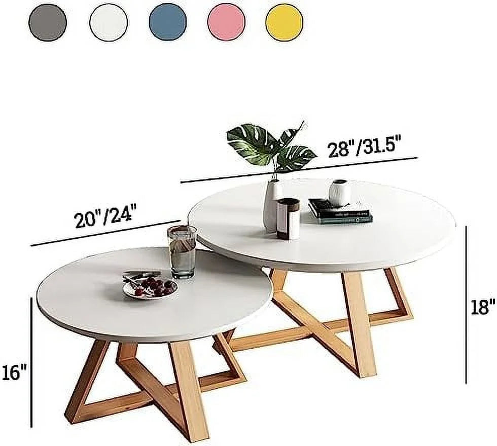 Solid Wood Round Coffee Table 28'' White W192