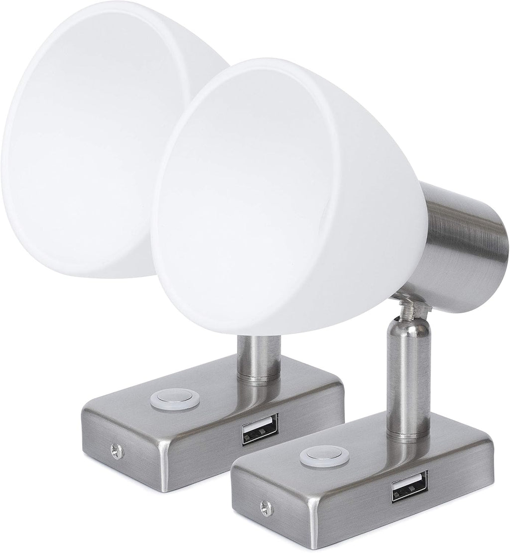 12V LED RV Interior Reading Light 3W with USB Port Touch Switch Dimmable Warm Two Pack V672