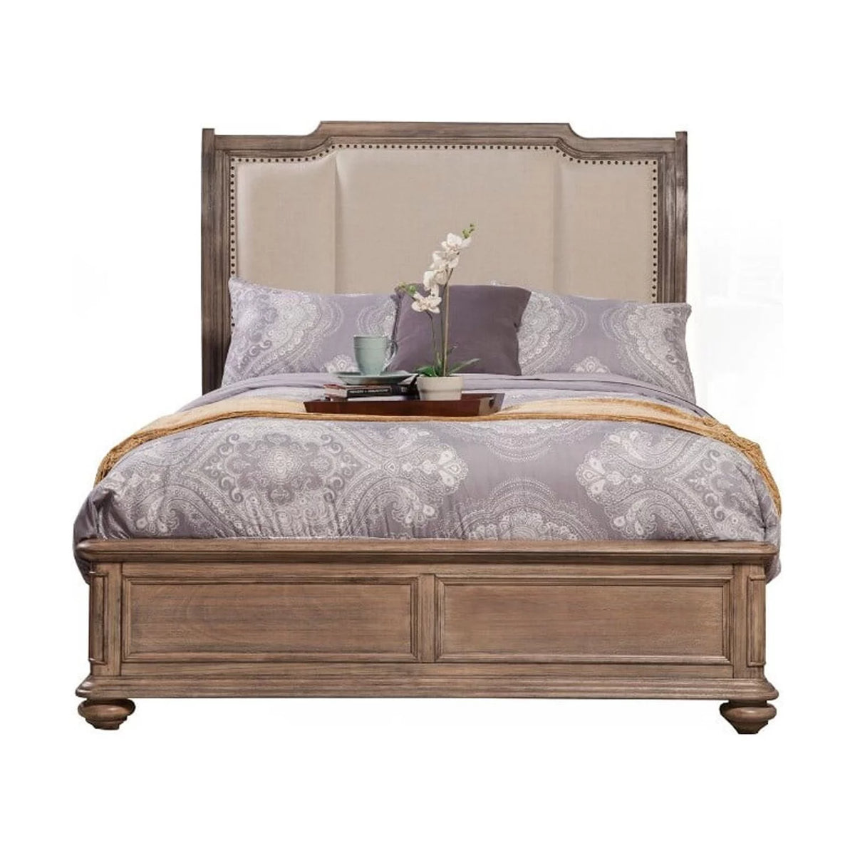 Queen Size Upholstered Sleigh Bed F43559