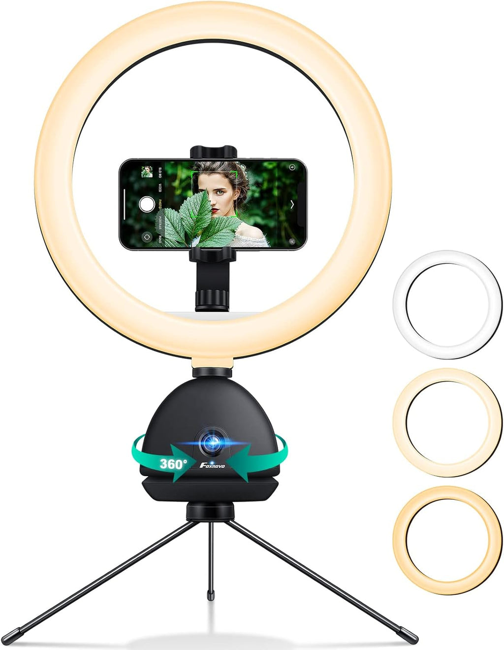 Auto Face Tracking Phone Holder with 10'' Selfie Ring Light and Tripod Stand R96946
