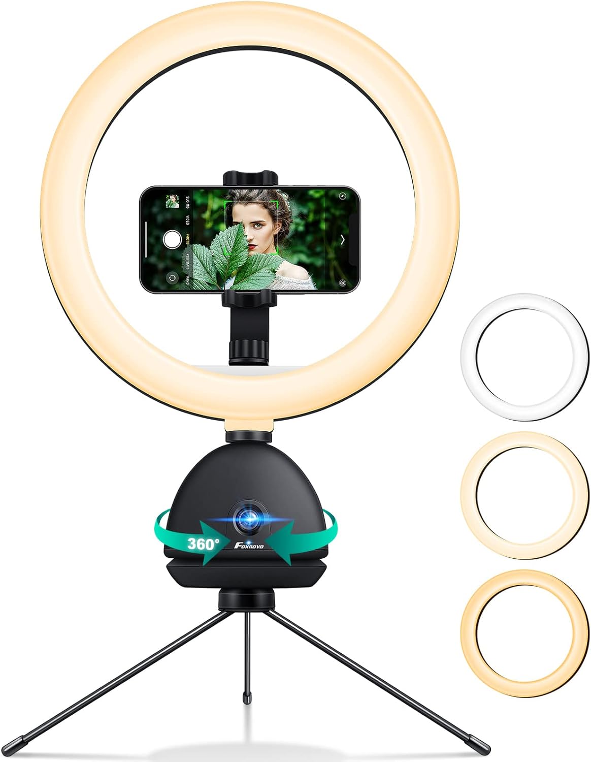 Auto Face Tracking Phone Holder with 10'' Selfie Ring Light and Tripod Stand R96946