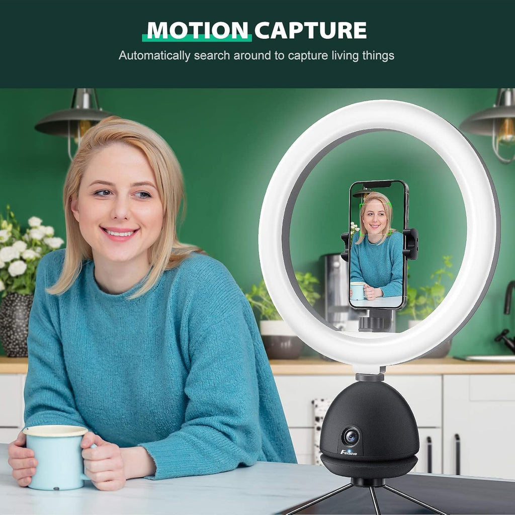 Auto Face Tracking Phone Holder with 10'' Selfie Ring Light and Tripod Stand R96946