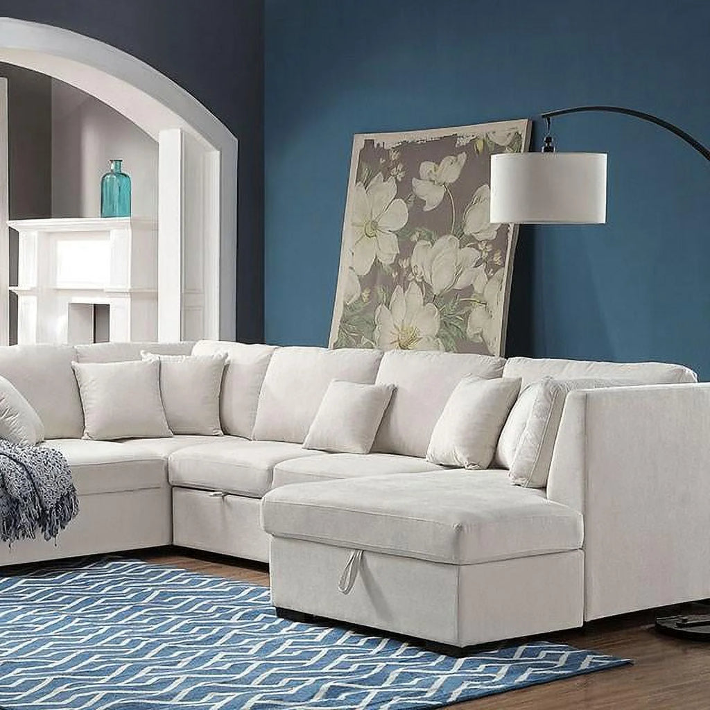 Beige Fabric Sectional Sofa V404730