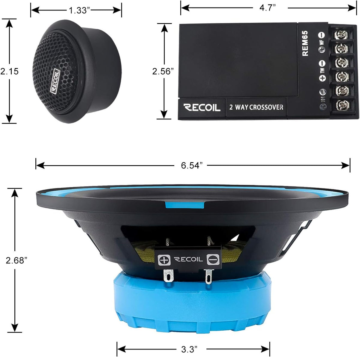 6.5-Inch Car Audio Component Speaker System Pack of 2 M7440