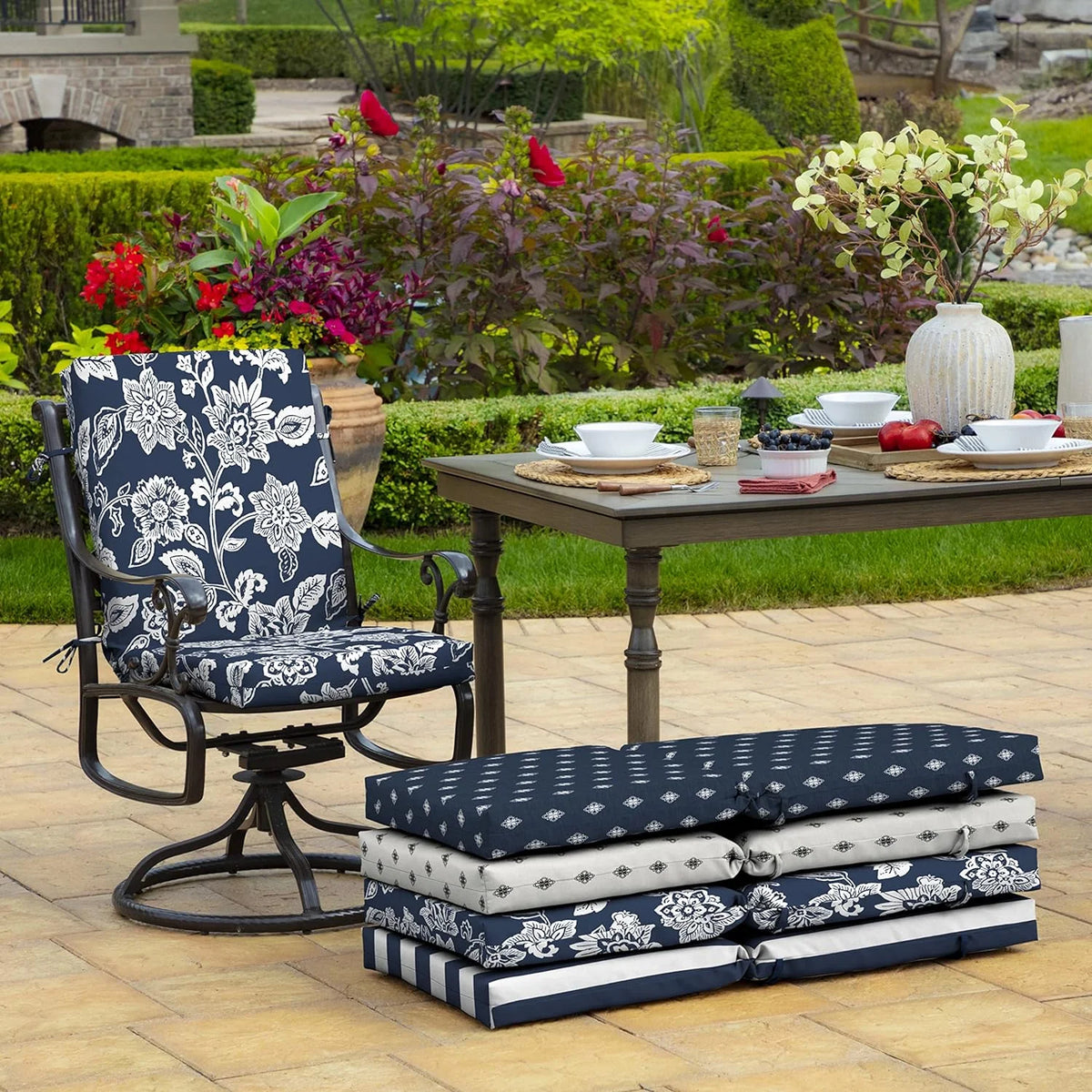 Sapphire Blue Outdoor Dining Chair Cushion 20 X 20 M267