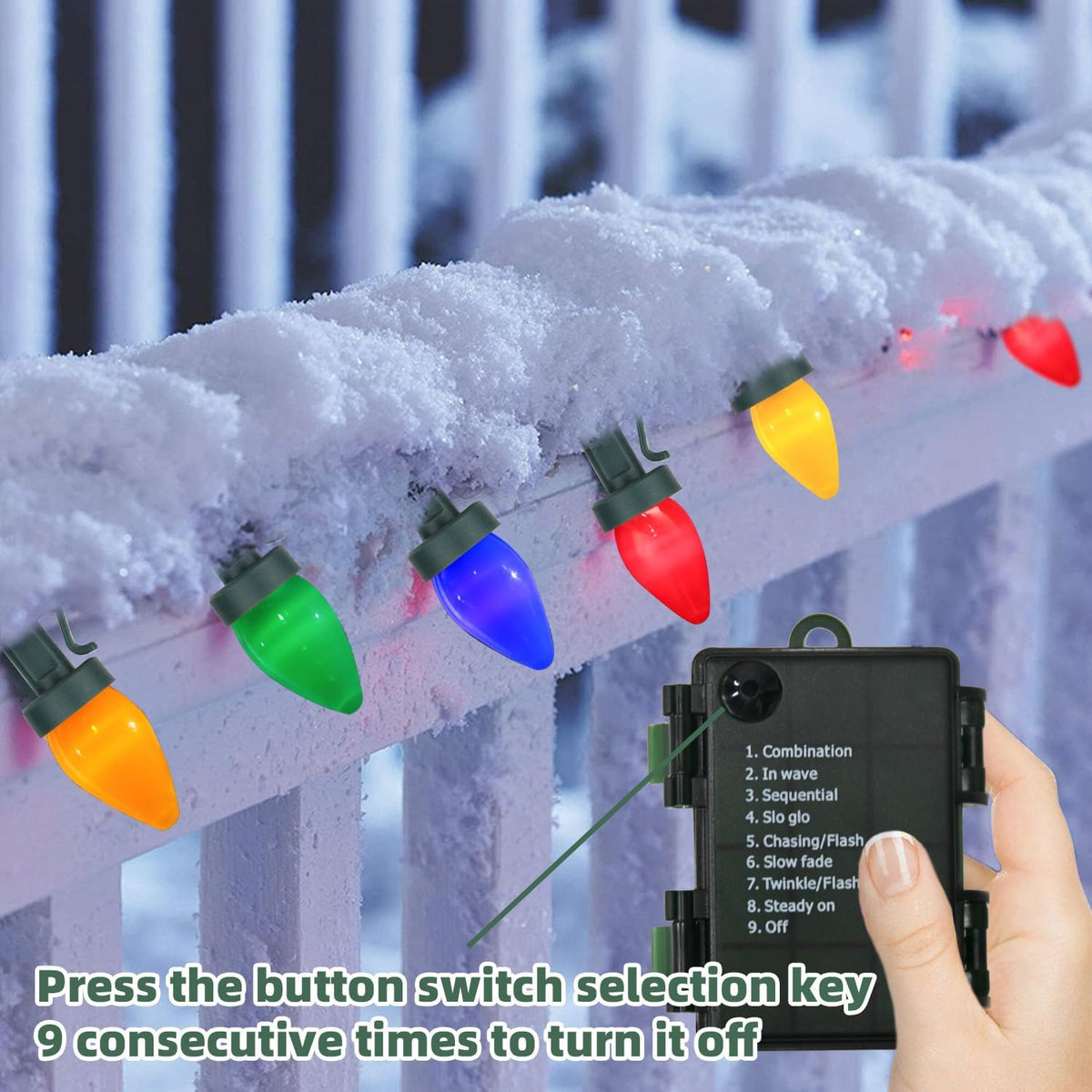 27.5FT C7 LED Christmas Lights with Remote, 8 Mode, 50 Light Bulbs X39712
