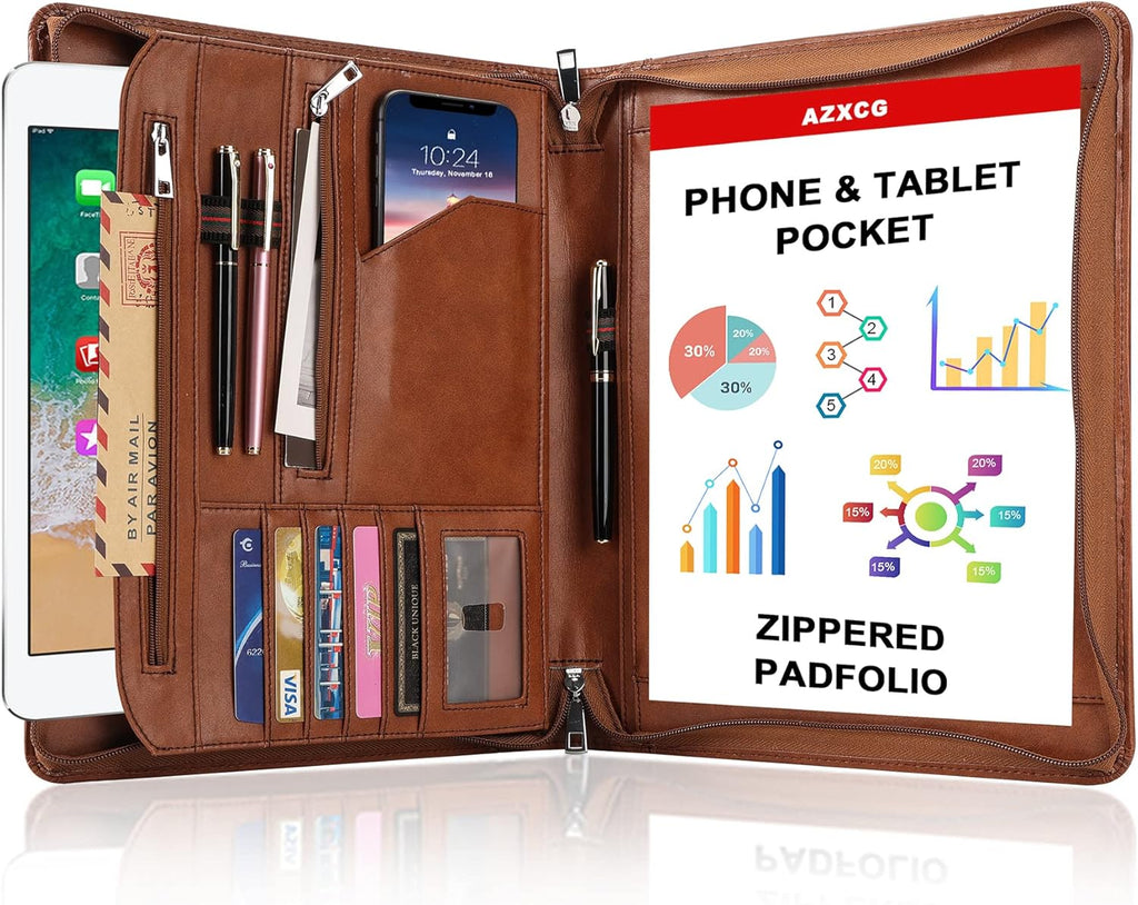 Zippered Padfolio Organizer with Business Card Holders Z9003