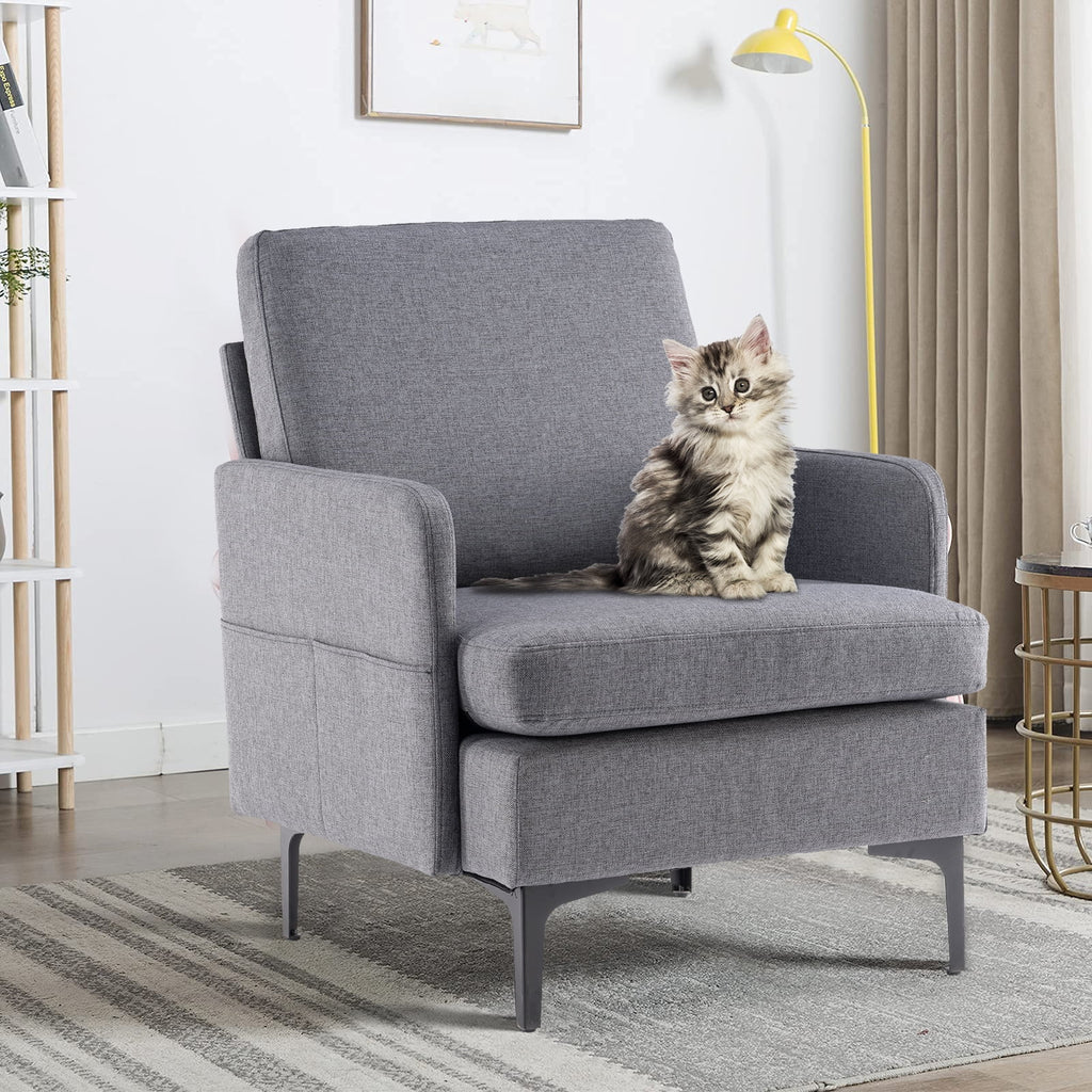 Velvet Upholstered Accent Chair with Wood Legs W317