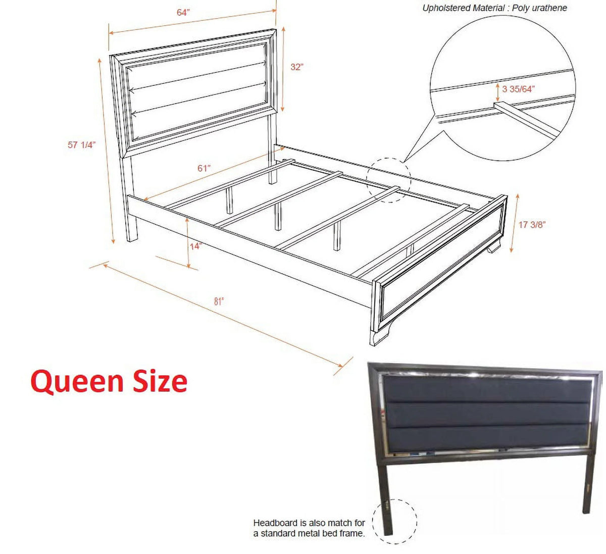 5 Piece Queen Size Gray Wood Bedroom Set X968