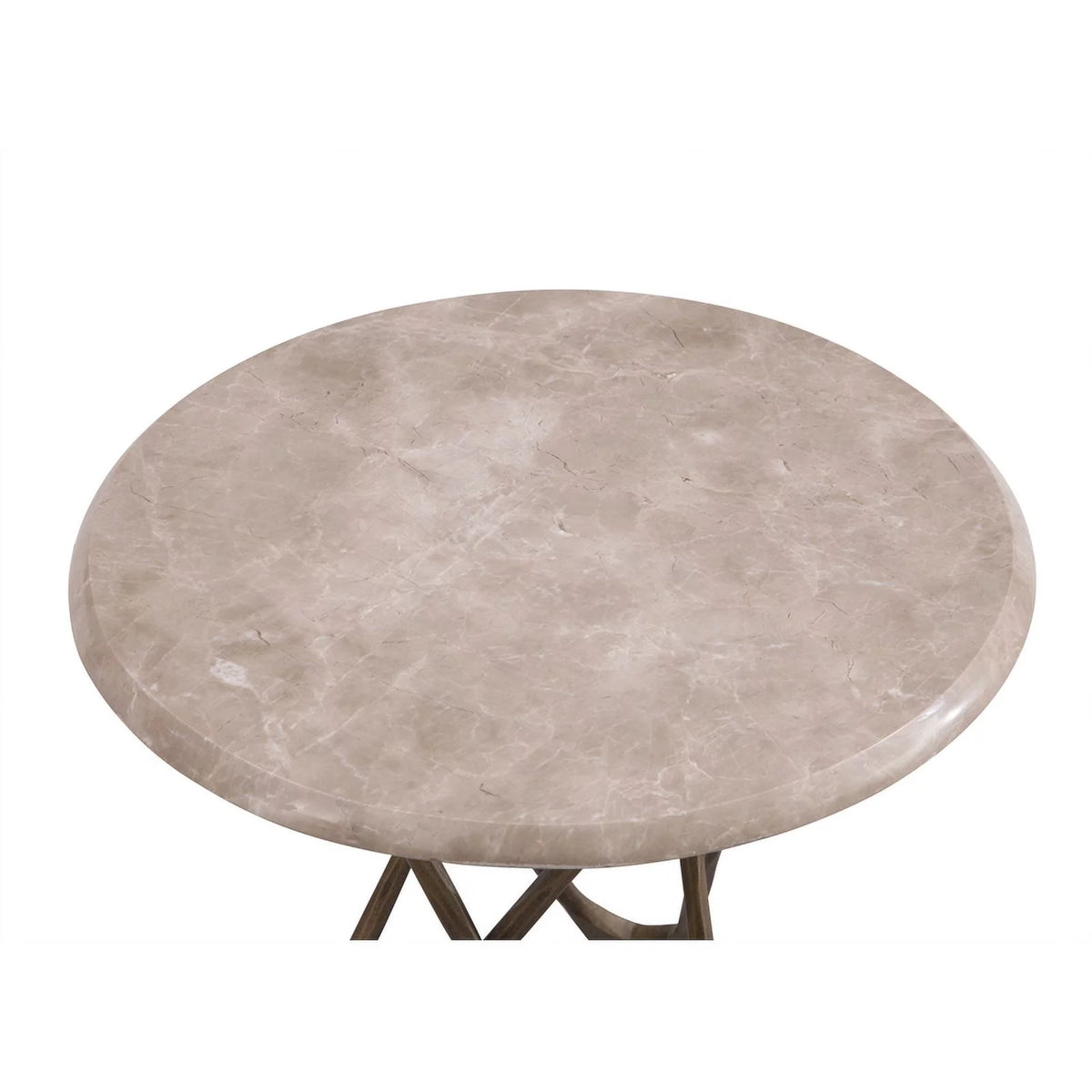 Antique Brass Accent Table with Beige Marble Top O24936