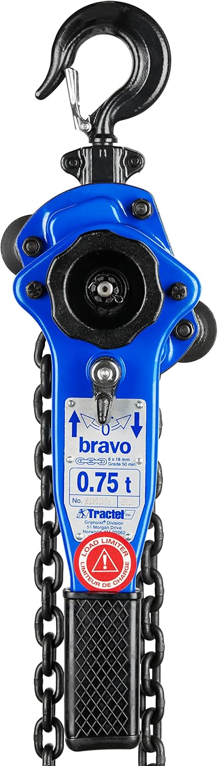 Lever Chain Hoist, 3/4 Ton Capacity, 10 ft Lift Z25121