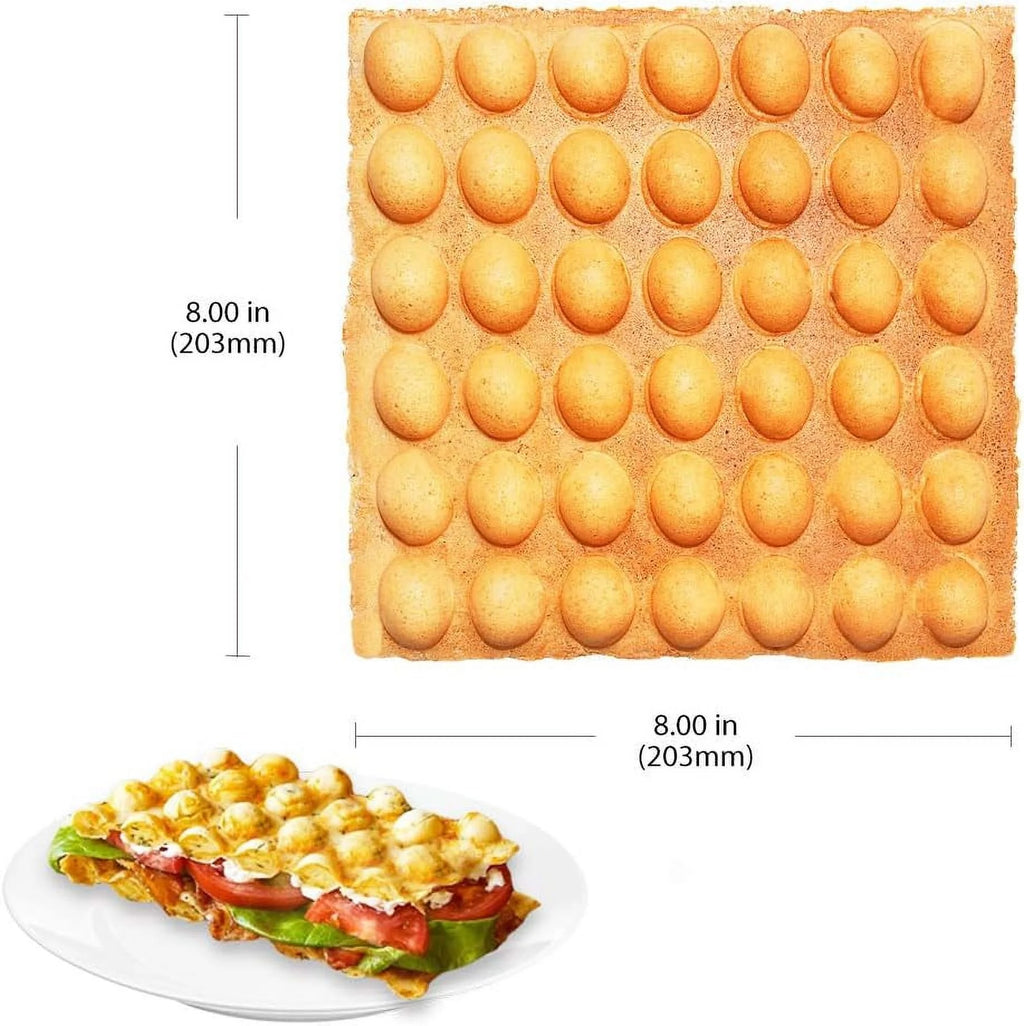 Stainless Steel Square Shaped Nonstick Egg Waffle Maker with Manual Thermostat, 1300W J247961