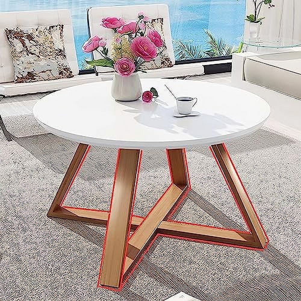 Solid Wood Round Coffee Table 28'' White W192