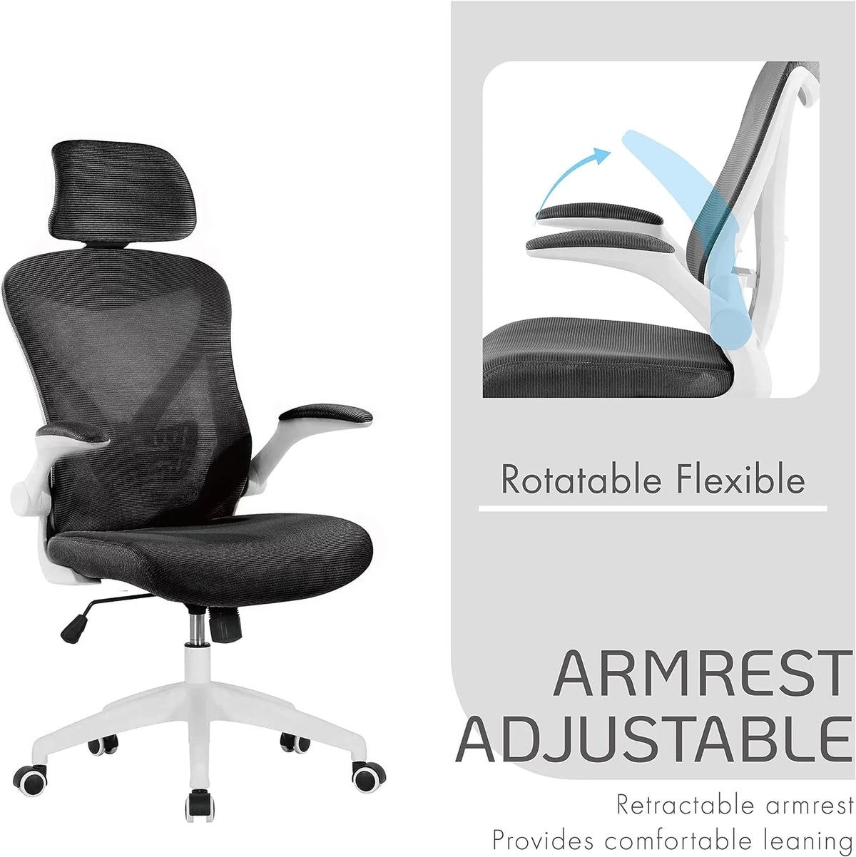 Office Chair with Headrest, Mesh Back, Armrests and Adjustable Seat with Wheels V42377