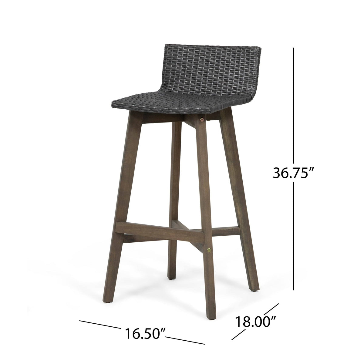 2pk Acacia Wood Wicker Patio Barstools Brown K263