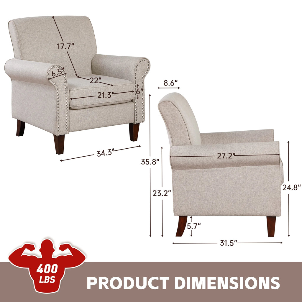 Beige Fabric Accent Chair Z122