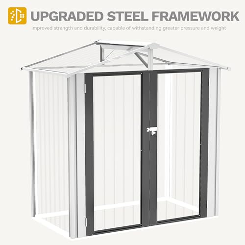 6x4ft Dark Gray Metal Storage Shed E4312