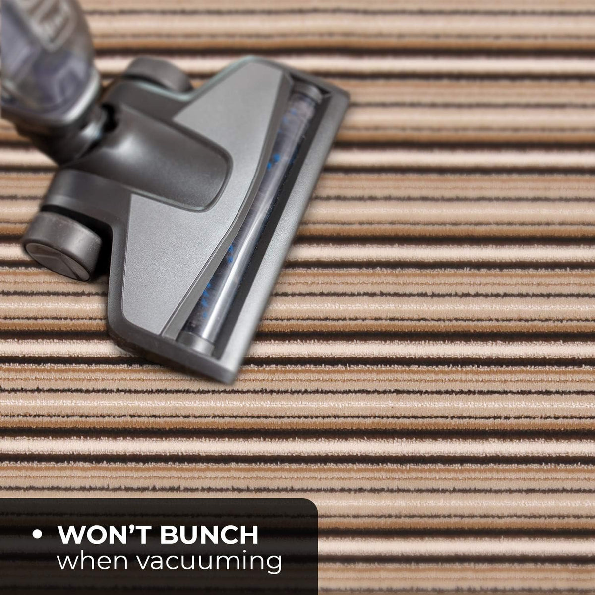 Skid-Resistant Carpet Runner Mocha Brown Stripe 18 Feet X 36 Inches U680