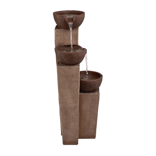 41” Outdoor 3-Tiered Weathered Stone Water Fountain W3307