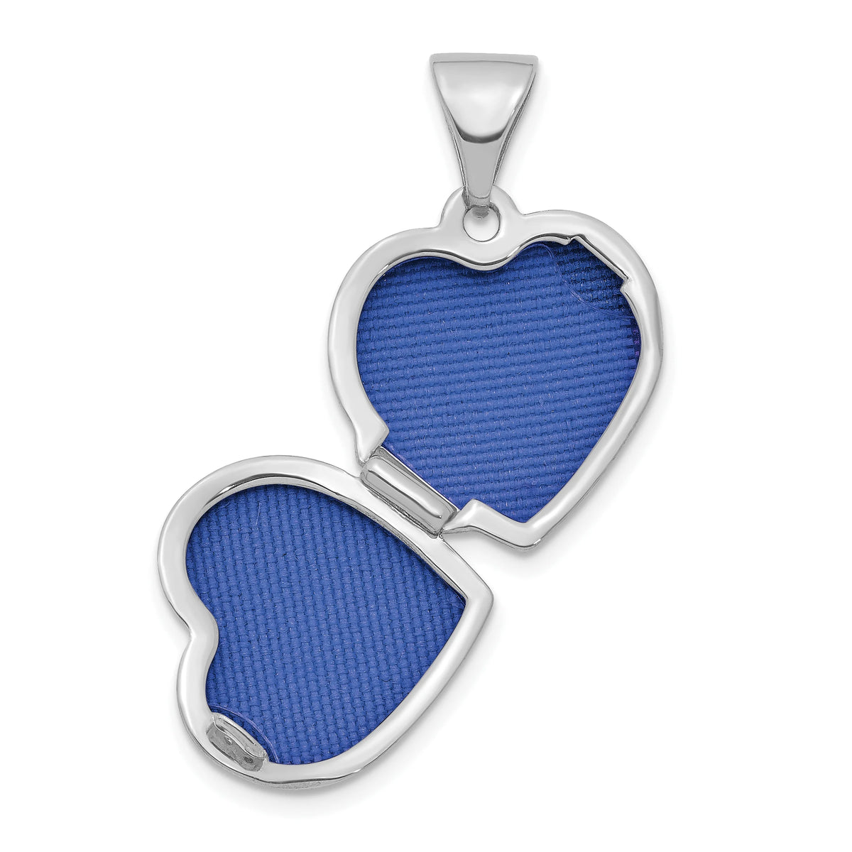 14K White Gold Rhodium Plated Heart Locket Pendant O481