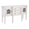 White Wooden Server with 3 Drawers and 2 Glass Door Cabinets I2717