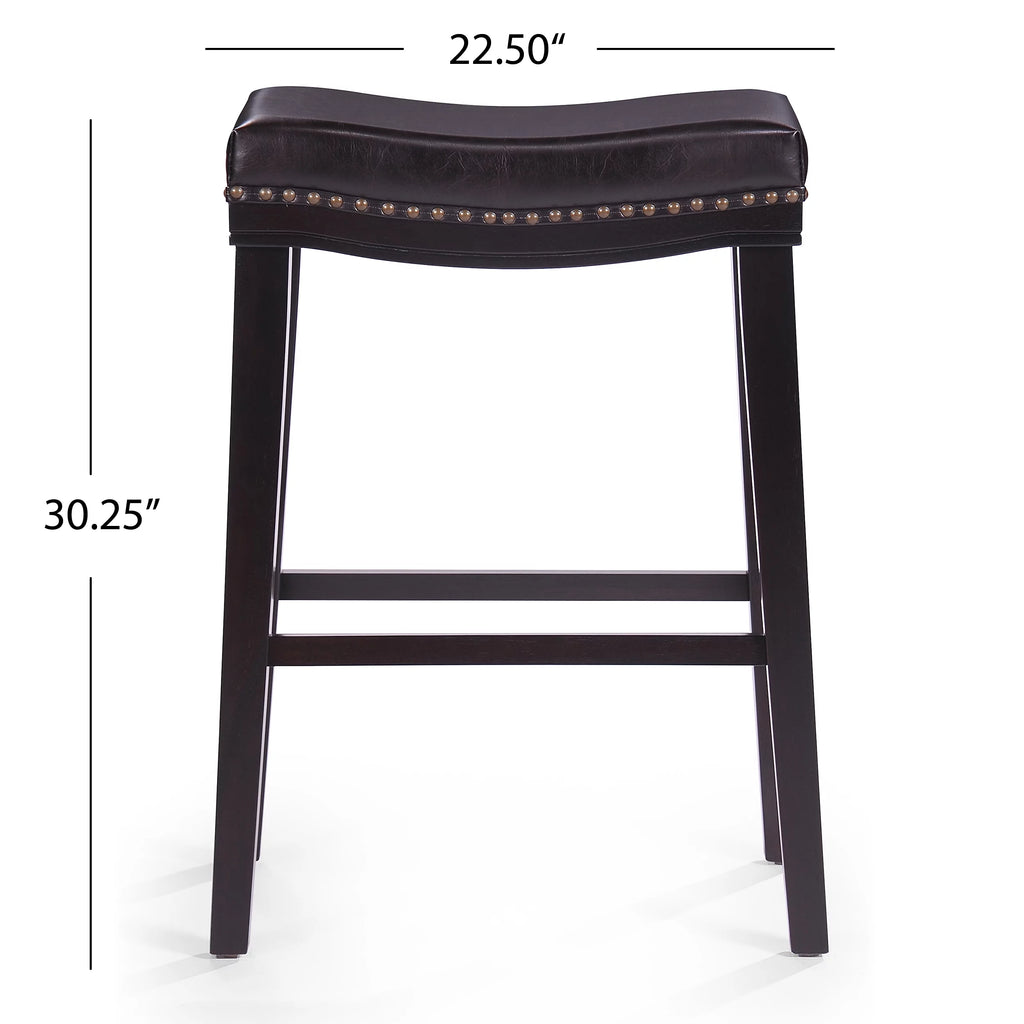 Brown Leather Saddle Stool Set of 2 W95724