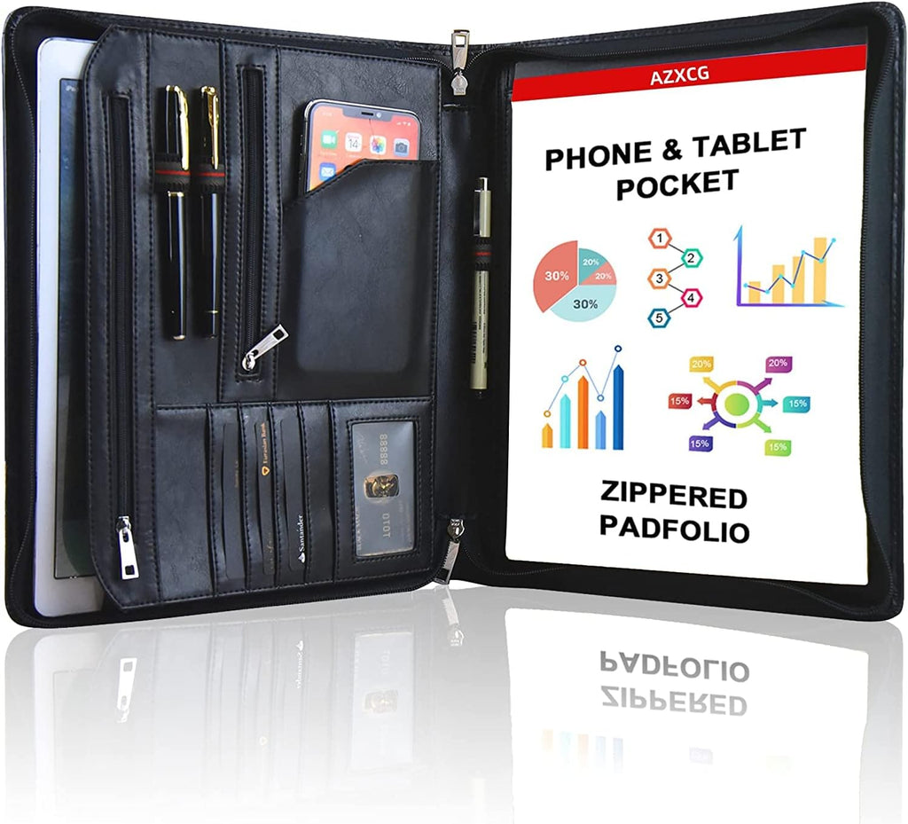 Zippered Padfolio Organizer with Business Card Holders Z9003