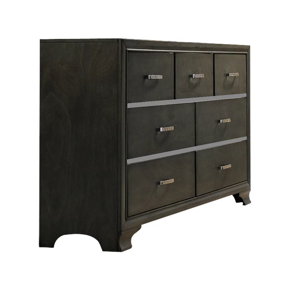 5 Piece Queen Size Gray Wood Bedroom Set X968