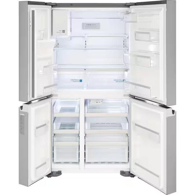 36 in. Wide 21.5 cu. ft. Counter-Depth 4-Door Stainless Steel Refrigerator Q418860