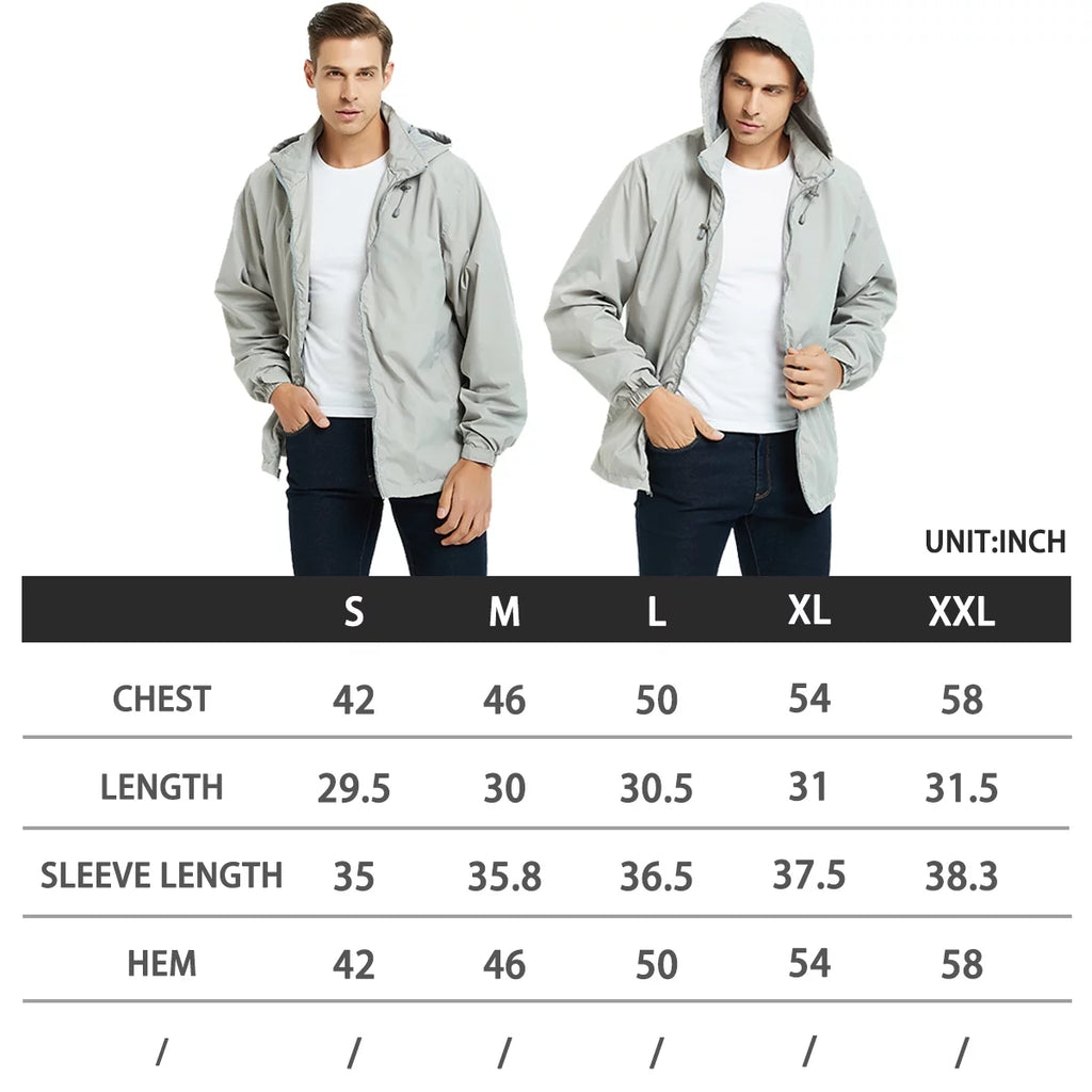 Lightweight Waterproof Hooded Rain Jacket Black XL U860315