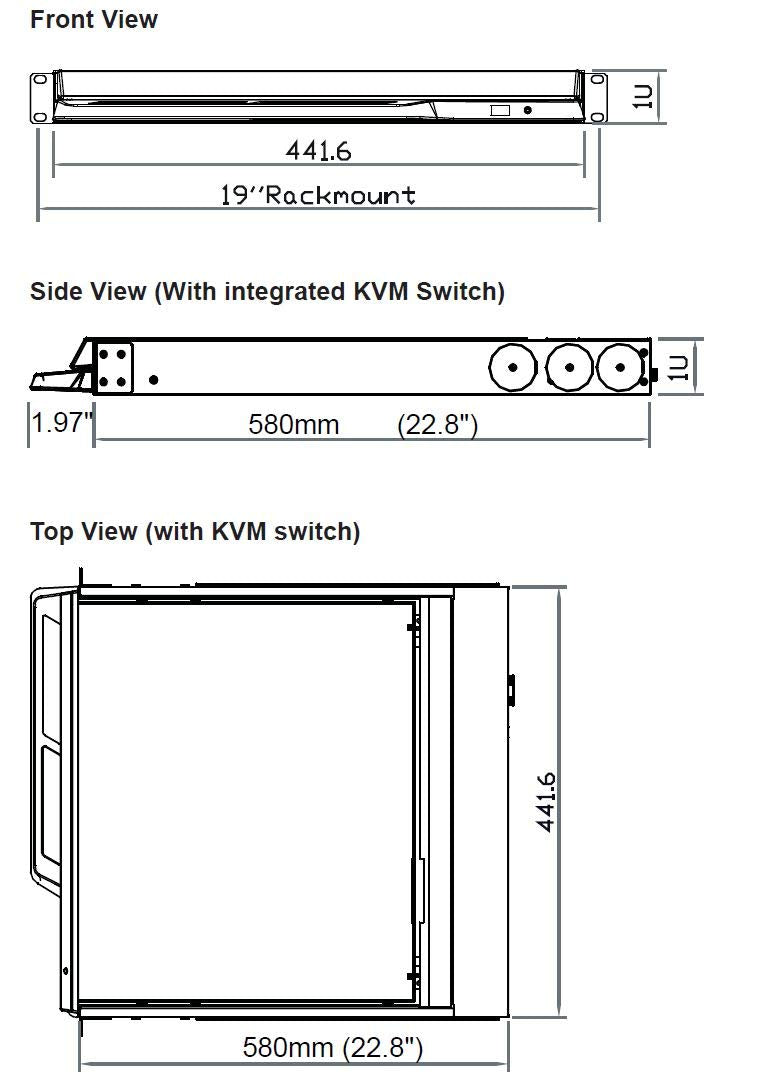 1U 19 Rackmount Monitor with 8 Port KVM Switch, 1440 X 900 G27472