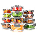 12-Piece Airtight Glass Food Storage Containers with Lids, Gray Y406849