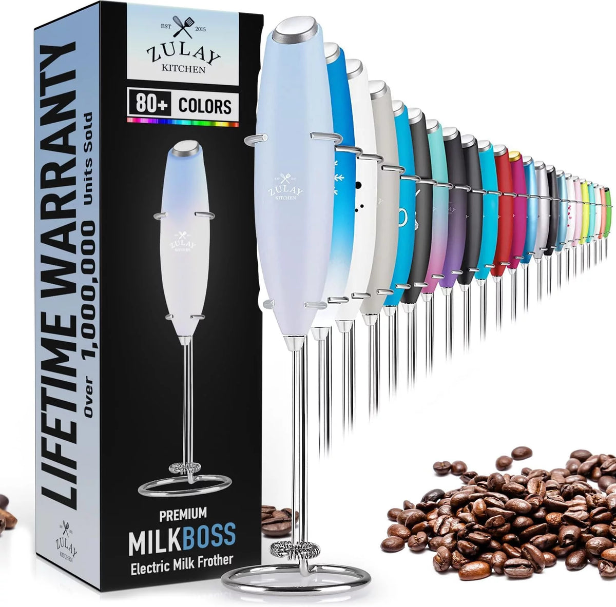 Milk Frother with Stand Handheld Electric Whisk Q8517