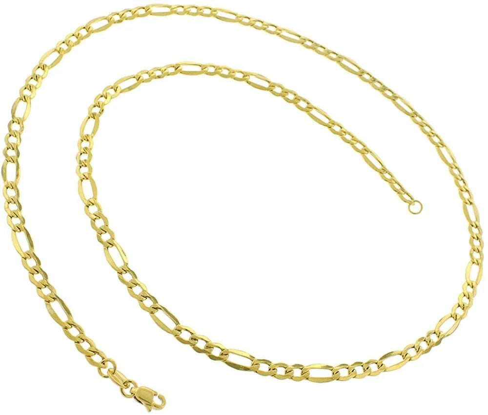 14K Yellow Gold 3mm Hollow Figaro Chain Necklace C9153