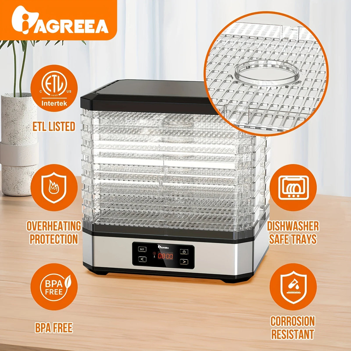 8 Trays Digital Food Dehydrator V490781